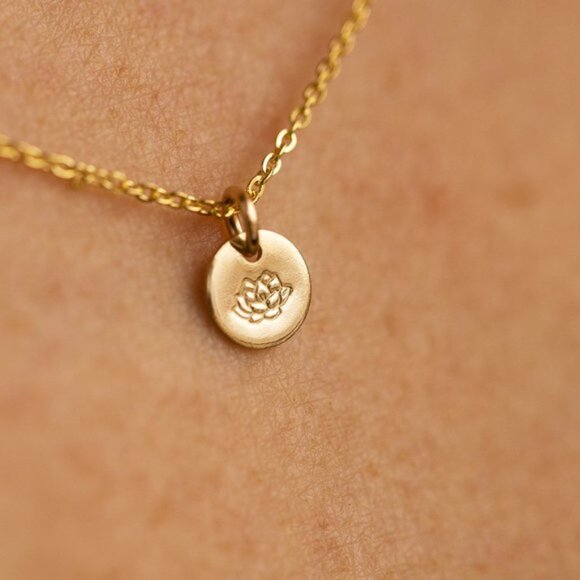 July Lotus Birth Flower Charm Pendant Necklace - Picture 7 of 15